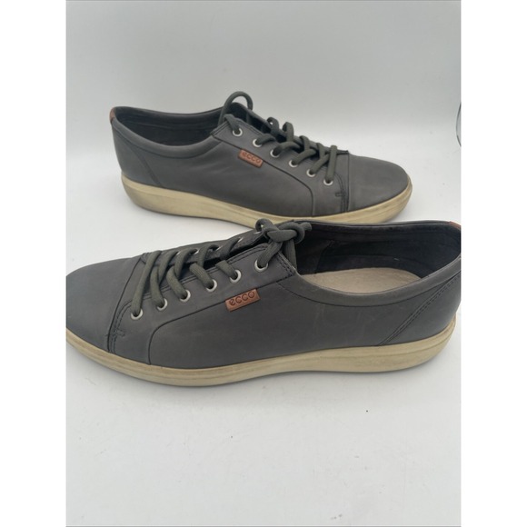 Men's ECCO Soft 7 Danish Design Gray Leather Sneakers US Size 12.5 - EU 47 - Picture 3 of 11